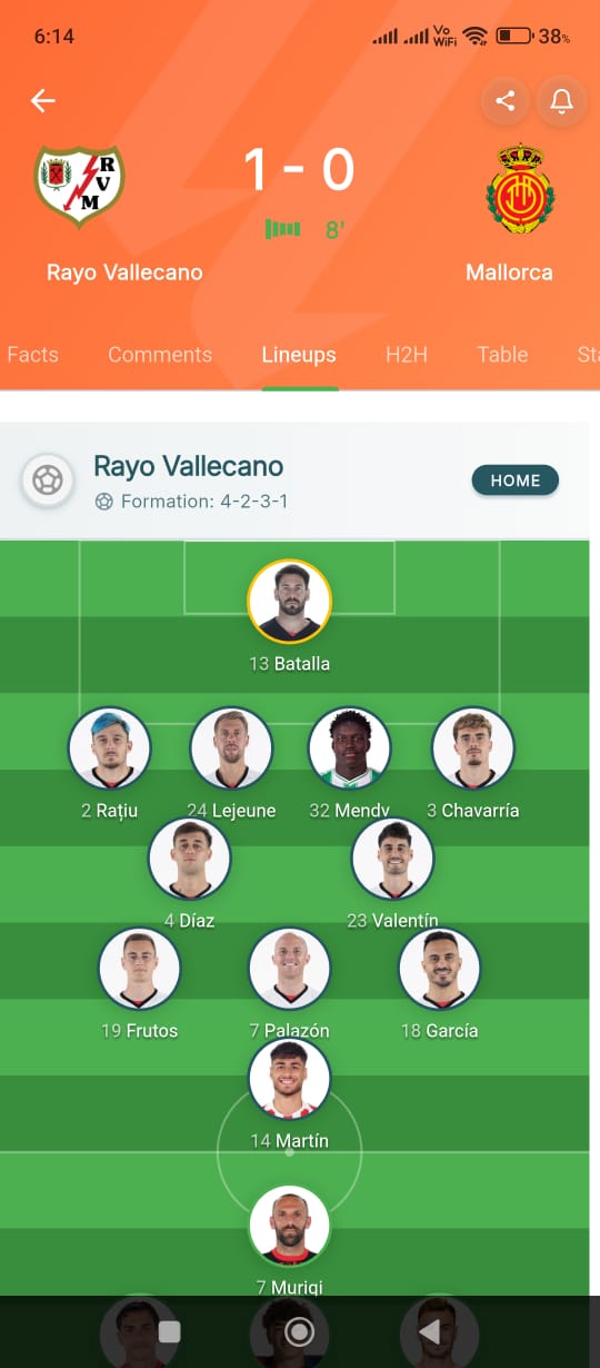Kickbuzz — Live match screen with score push
