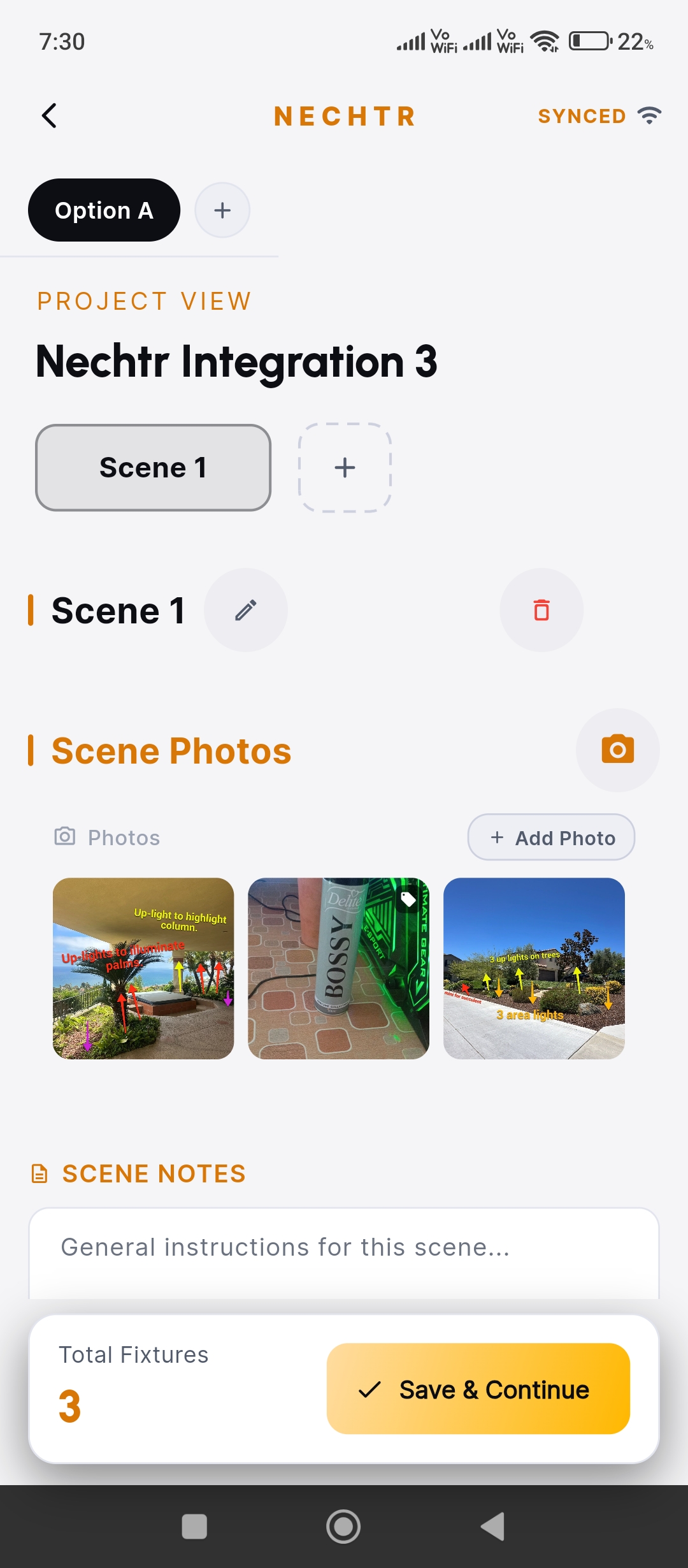 Nechtr — BOM / fixture detail screen