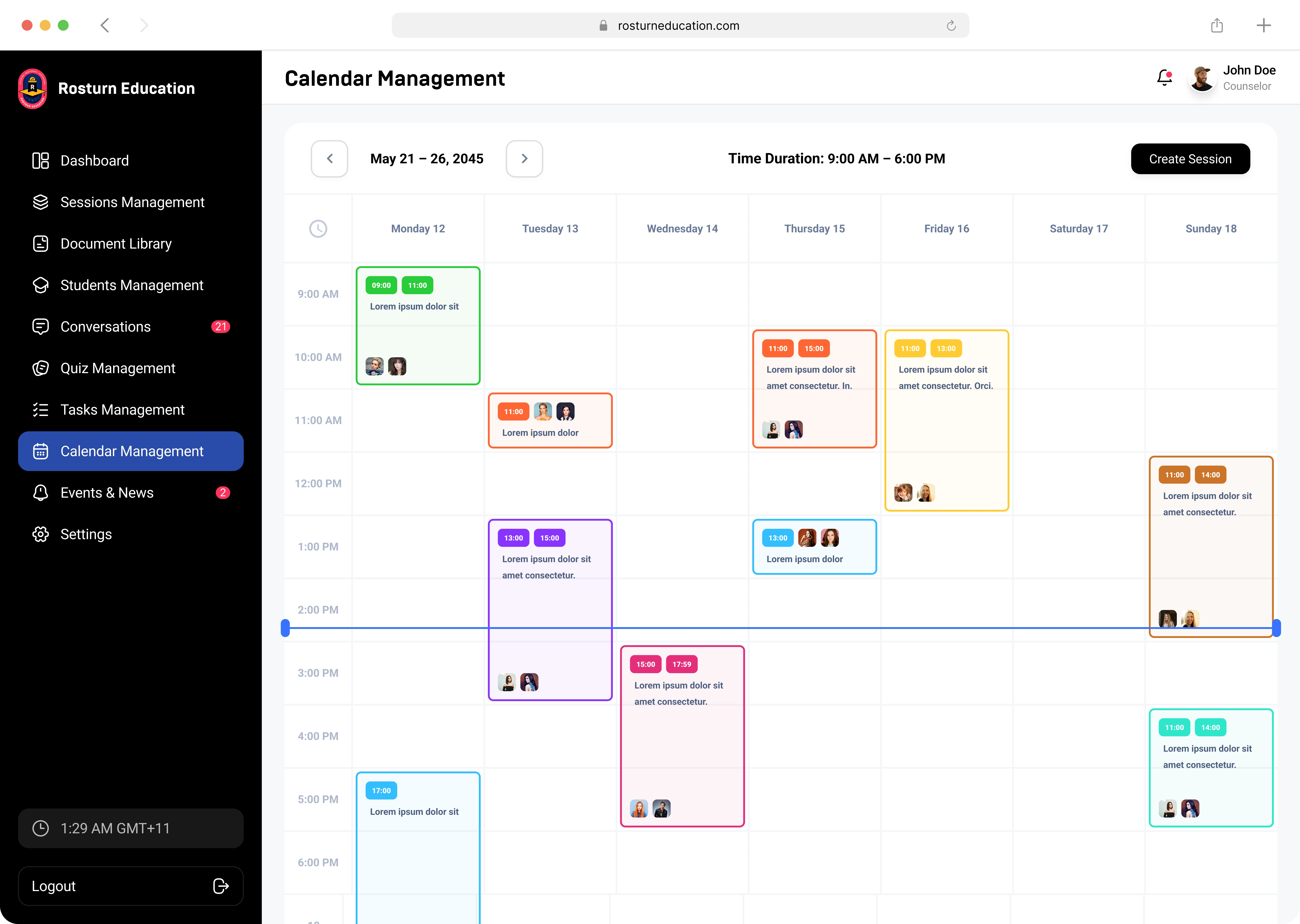 Rostrum — Schedule and calendar view